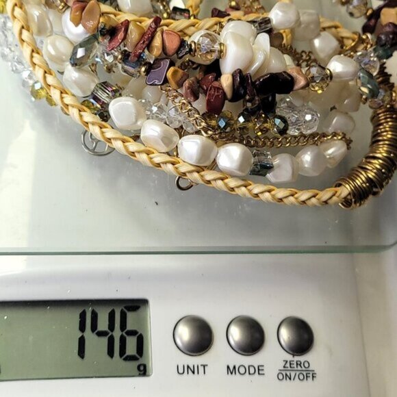 Multistrand Brown and White Bead Necklace Statement Bead Necklace Beach Wedding - Picture 8 of 8